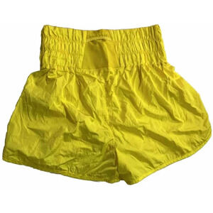 FREE PEOPLE‎ MOVEMENT neon yellow high waisted running shorts size LARGE